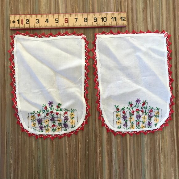 Ladies Chair Set Hand Embroidered Linen Armrest & Headrest Cover Crinoline Lady - Picture 4 of 6